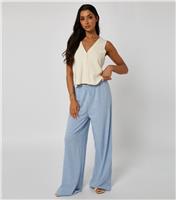 Women's Blue Stripe Print Wide Leg Trousers Urban Bliss New Look
