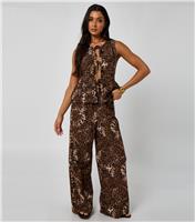 Women's Wide Leg Leopard Print Trousers Urban Bliss New Look