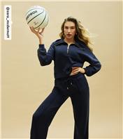 Women's by Zara McDermott Navy Scuba Quarter Zip Sweatshirt Rise New Look