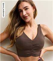 Women's by Zara McDermott Brown Ruched Front Crop Top Rise New Look