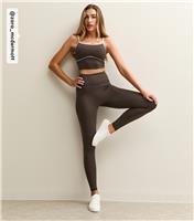 Women's by Zara McDermott Brown High Waisted Legging Rise New Look