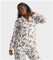 Women's Cream Fox and Hound Print Shirt and Trousers Pyjama Set Skinnydip New Look