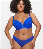 Women's Blue Lace Padded Plunge Bra Ann Summers New Look