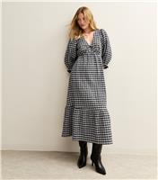 Women's Black Checked Midi Dress New Look