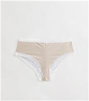 Girls' Light Brown Polka Dot Micro Lace Briefs New Look