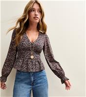 Women's Black Crepe V-Neck Long Sleeve Tea Top New Look