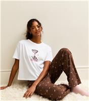 Women's White Espresso Martini Print T-Shirt and Trousers Pyjama Set New Look