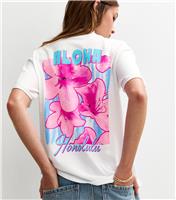 Girls' White Aloha Honolulu Floral Print T-Shirt New Look