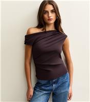 Women's Dark Purple Gathered Off The Shoulder Top New Look