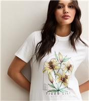 Women's White Tiger Lily Print T-shirt New Look