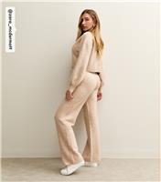 Women's by Zara McDermott Brown Knitted Wide Leg Joggers Rise New Look