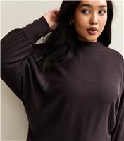 Women's Plus Size Dark Purple High Neck Batwing Jumper Curves New Look