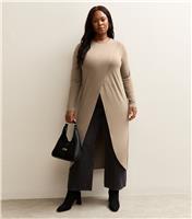 Women's Plus Size Mink Soft Touch Longline Wrap Top Curves New Look