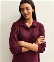 Women's Maternity Burgundy Soft Touch Longline Polo Top New Look