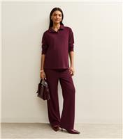 Women's Maternity Burgundy Soft Touch Wide Leg Trousers New Look