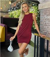 Women's Dark Burgundy Draped Shoulder Mini Dress AX Paris New Look