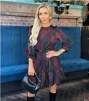 Women's Dark Purple Printed Frill Hem Mini Dress AX Paris New Look