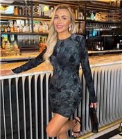 Women's Black Rose Velour Long Sleeve Mini Dress AX Paris New Look