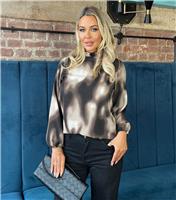 Women's AX Pair Brown Abstract Print Long Sleeve Blouse AX Paris New Look