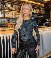 Women's Black Rose Velour Bodysuit AX Paris New Look