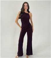 Women's Dark Purple Asymmetric Neckline Jumpsuit AX Paris New Look