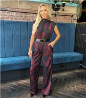 Women's Dark Purple Tie Dye Print Satin Belted Jumpsuit AX Paris New Look