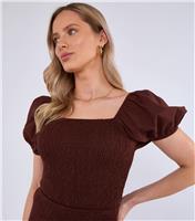 Women's Rust Puff Sleeve Top Gini London New Look