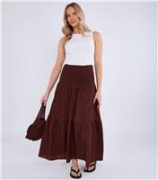 Women's Rust Smocked Tiered Maxi Skirt Gini London New Look