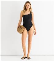 Women's Black One Shoulder Swimsuit Gini London New Look