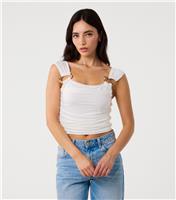 Women's Off White Ruched Ring Detail Top Pink Vanilla New Look