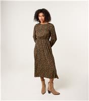 Women's Dark Khaki Animal Print Midi Dress Blue Vanilla New Look