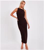 Women's Brown Ruched Midaxi Dress Quiz New Look