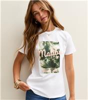 Women's White Malibu Palm Tree Print T-Shirt New Look