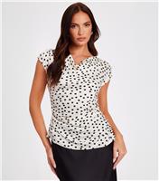 Women's White Polka Dot Ruched Top Quiz New Look