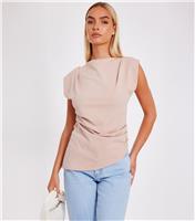 Women's Stone Ruched Draped Top Quiz New Look