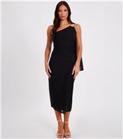 Women's Black Metal Trim Mesh Midi Dress Quiz New Look