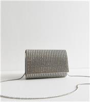 Silver Sparkle Clutch Bag New Look