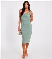 Women's Teal Metal Trim Mesh Midi Dress Quiz New Look