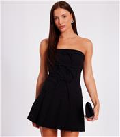 Women's Black Bow Front Bandeau Mini Dress Quiz New Look