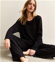 Women's Black Brushed Ribbed Top New Look