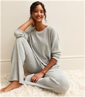 Women's Grey Marl Brushed Ribbed Top New Look