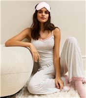 Women's Grey Marl Rib Jersey Cami and Trousers Pyjama Set New Look