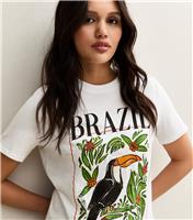 Women's White Brazil Tucan Print T-Shirt New Look