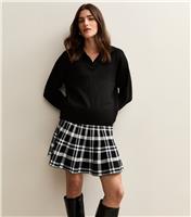 Women's Black Check Knit Flippy Mini Skirt New Look