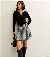 Women's Black Dogtooth Check A-Line Mini Skirt New Look