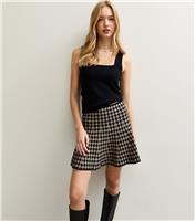 Women's Brown Dogtooth Check A-Line Mini Skirt New Look