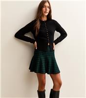 Women's Green Dogtooth Check A-Line Mini Skirt New Look
