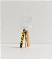 Pack of 3 Gold Tone and Tortoiseshell Effect Resin Bangles New Look