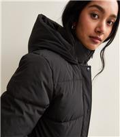 Women's Black Panelled Longline Puffer Coat New Look