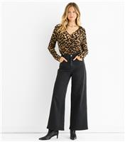 Women's Mid Brown Leopard Print Wrap Bodysuit Gini London New Look